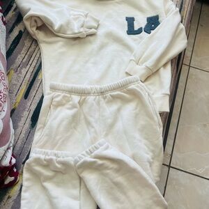 Zara Cream Lounge Set with Blue Lettering